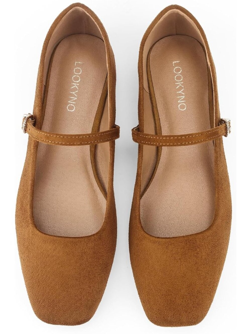 Women's Brown Suede Leather Adjustable Strap Mary Jane Closed Toe Flats Shoes - Picture 6 of 7